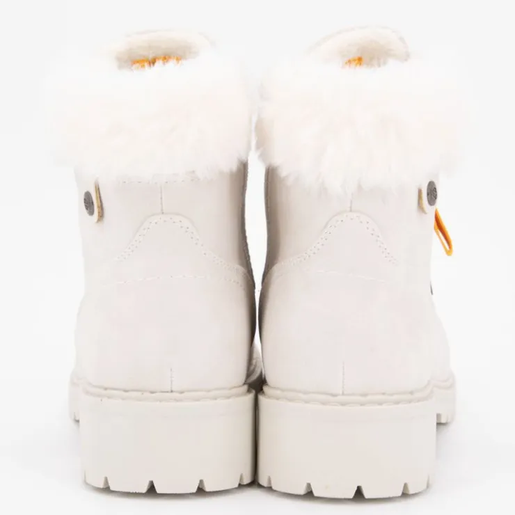 DOCKERS BY GERLI Bottines à zip crème effet nubuk ice avec fausse fourrure lacets décoratifs Femme BLANC ECRU Best