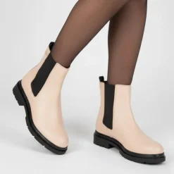 LES TROPEZIENNES PAR M.BELARBI Bottines cuir semelle noire Selma Femme BEIGE Discount