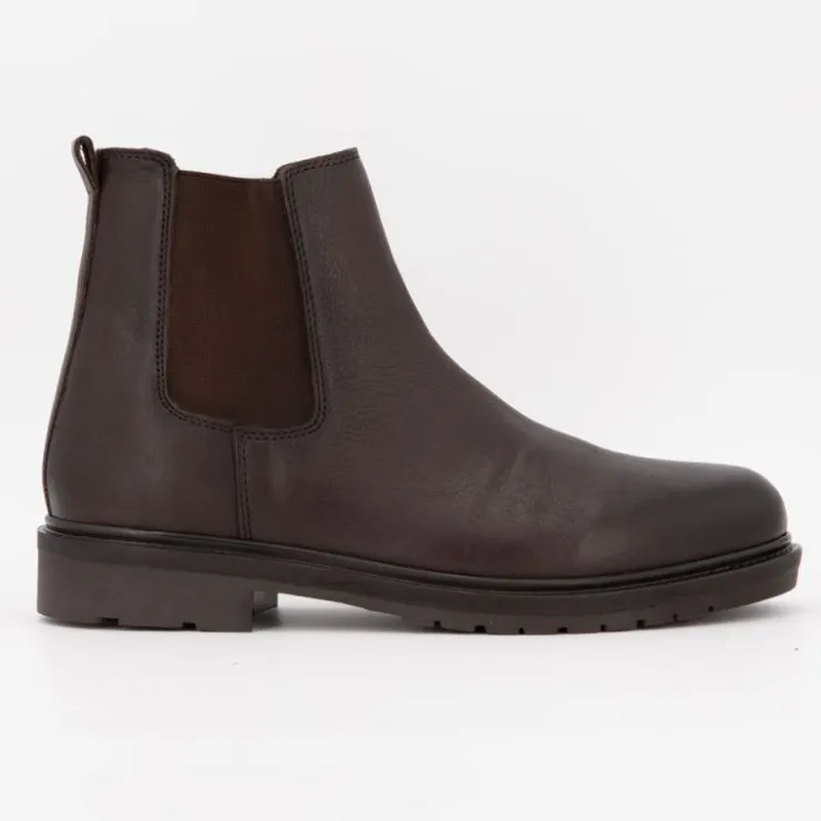 ELWIN Bottines chelsea élastique cuir Homme MARRON Online