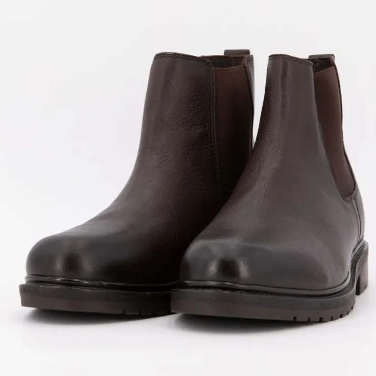 ELWIN Bottines chelsea élastique cuir Homme MARRON Online