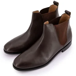 MAISON HERITAGE Bottines chelsea Matias cuir Homme MARRON Clearance