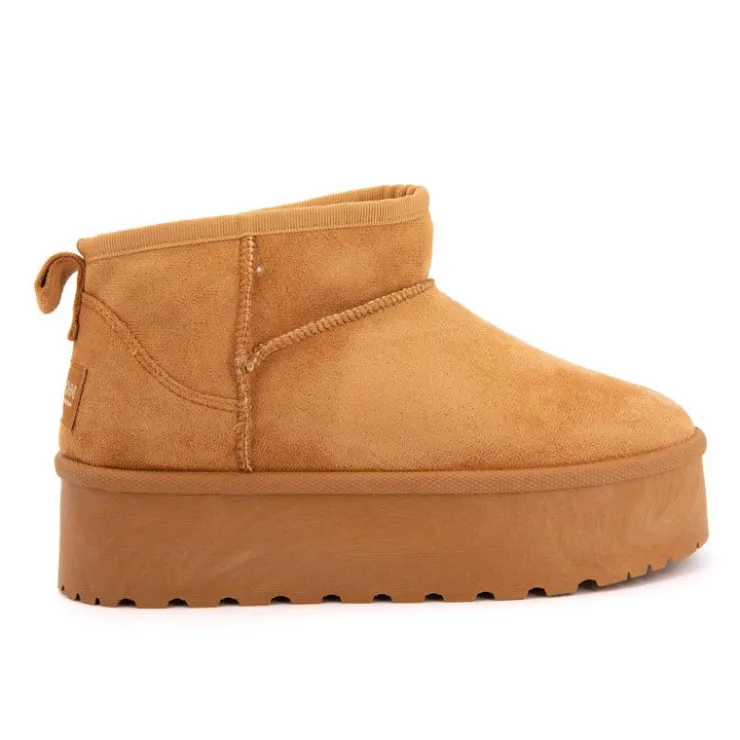 BURTON OF LONDON Bottines courtes Janina fausse fourrure Femme MARRON CLAIR New