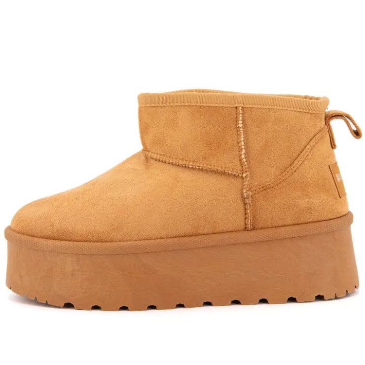 BURTON OF LONDON Bottines courtes Janina fausse fourrure Femme MARRON CLAIR New