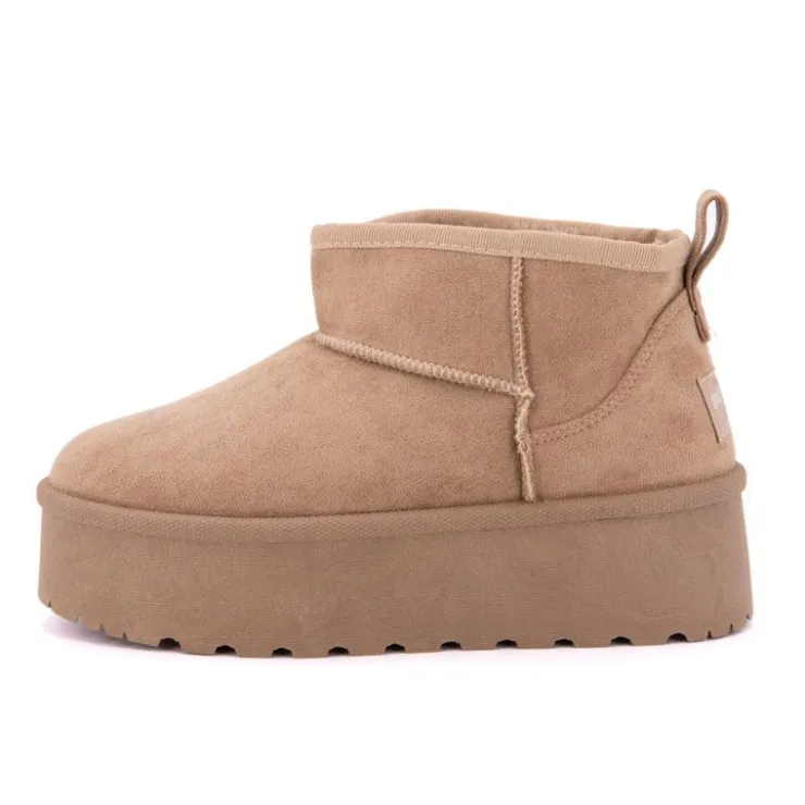 BURTON OF LONDON Bottines courtes Janina fausse fourrure Femme MARRON Clearance