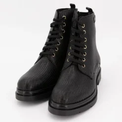 LES TROPEZIENNES PAR M.BELARBI Bottines cuir à lacets soraya imprimé serpent Femme NOIR Hot