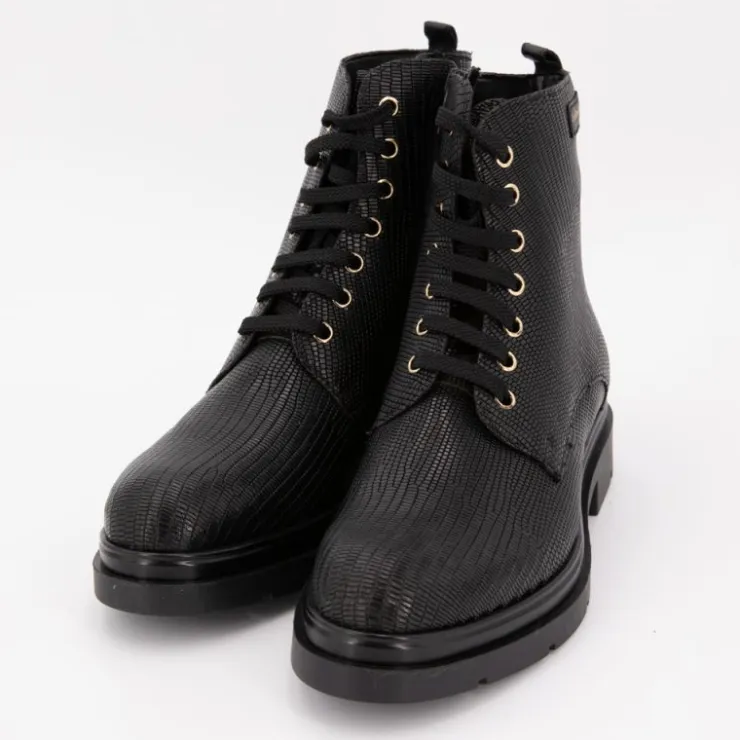 LES TROPEZIENNES PAR M.BELARBI Bottines cuir à lacets soraya imprimé serpent Femme NOIR Hot
