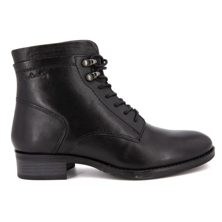 PIERRE CARDIN Bottines cuir à talons avec lacets Femme NOIR Clearance