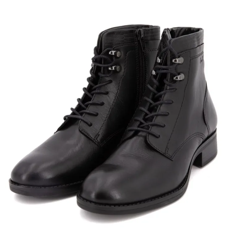 PIERRE CARDIN Bottines cuir à talons avec lacets Femme NOIR Clearance