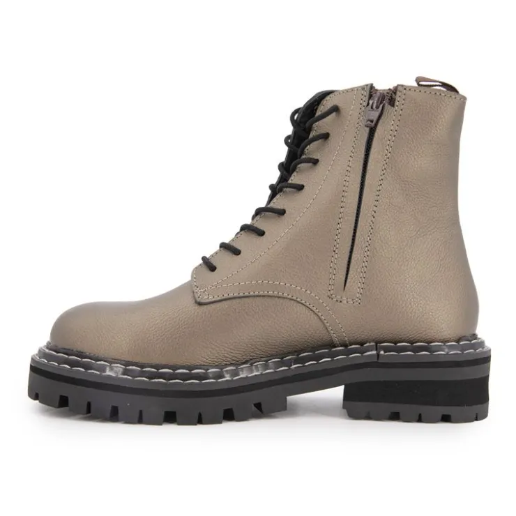 LES TROPEZIENNES PAR M.BELARBI Bottines cuir grainé reine avec lacets Femme BRONZE Outlet