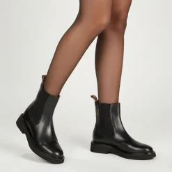 LES TROPEZIENNES PAR M.BELARBI Bottines cuir Loom bande dorée Femme NOIR Clearance