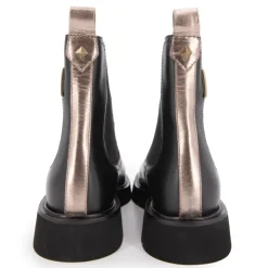 LES TROPEZIENNES PAR M.BELARBI Bottines cuir Loom bande dorée Femme NOIR Clearance