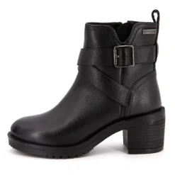 LES TROPEZIENNES PAR M.BELARBI Bottines cuir Mell motard à boucles Femme NOIR Hot