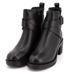 LES TROPEZIENNES PAR M.BELARBI Bottines cuir Mell motard à boucles Femme NOIR Hot