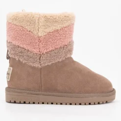 PEPE JEANS Bottines cuir taupe avec effet moutonné coloré Enfant MARRON Discount