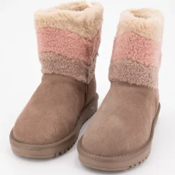 PEPE JEANS Bottines cuir taupe avec effet moutonné coloré Enfant MARRON Discount