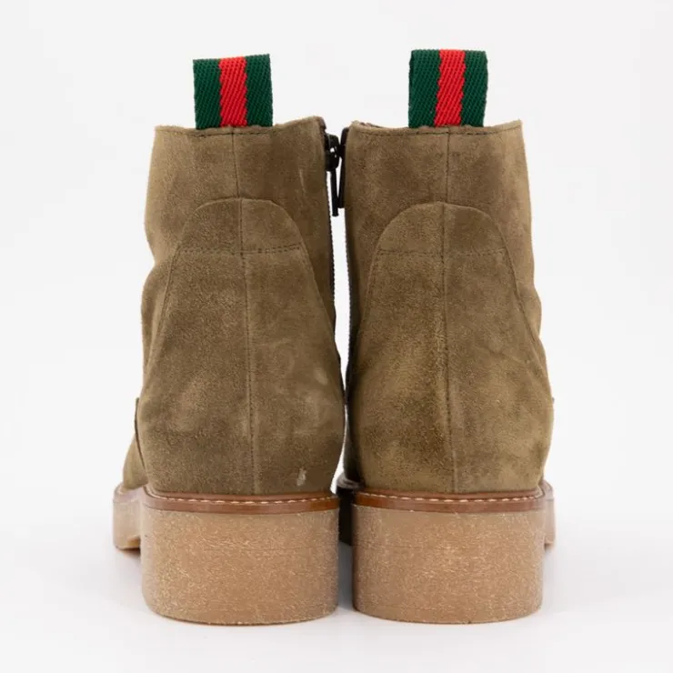 PATRICIA MILLER Bottines daim olive semelle gomme Femme KAKI Discount