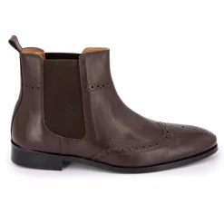 CHRISTIAN LAURIER Bottines en cuir chelsea avec élastique Homme MARRON New