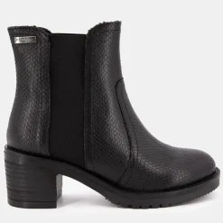 LES TROPEZIENNES PAR M.BELARBI Bottines en cuir mine à motif serpent Femme NOIR Clearance