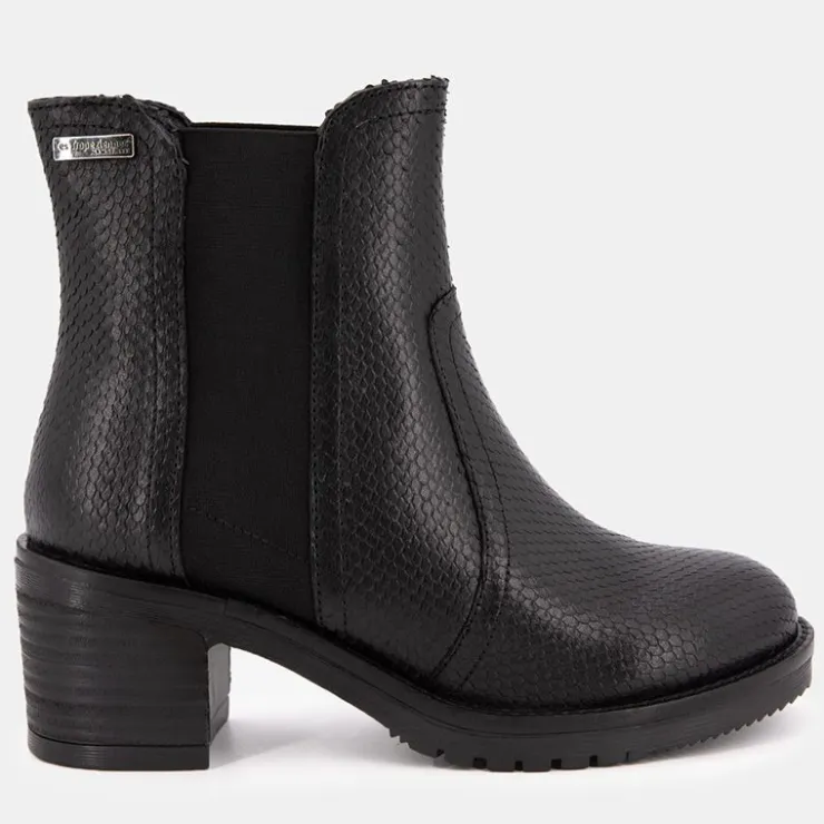 LES TROPEZIENNES PAR M.BELARBI Bottines en cuir mine à motif serpent Femme NOIR Clearance