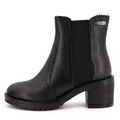 LES TROPEZIENNES PAR M.BELARBI Bottines en cuir mine à motif serpent Femme NOIR Clearance