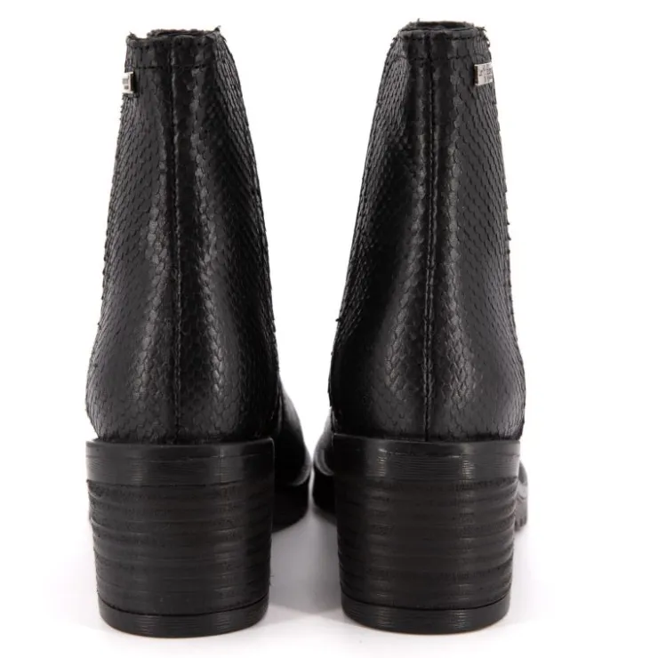 LES TROPEZIENNES PAR M.BELARBI Bottines en cuir mine à motif serpent Femme NOIR Clearance