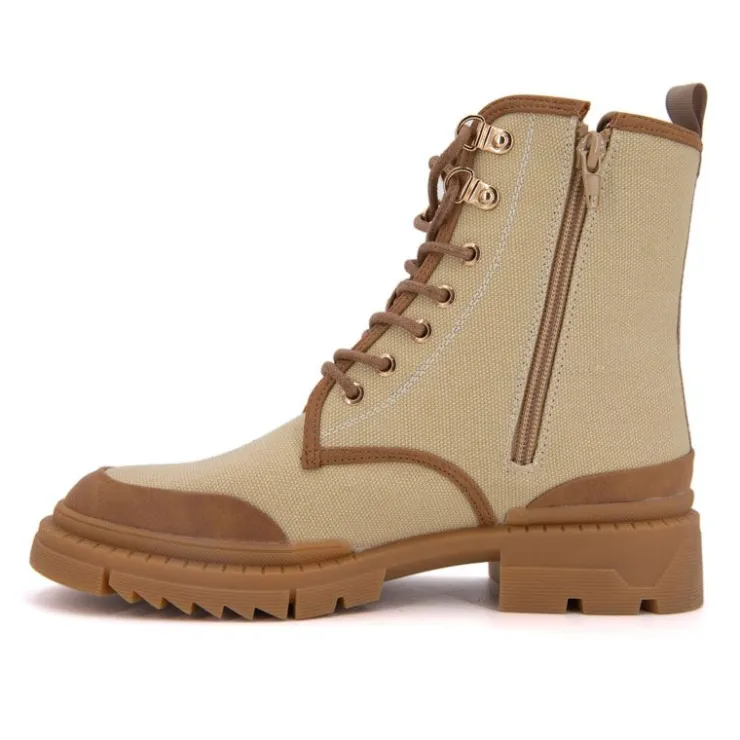 LES TROPEZIENNES PAR M.BELARBI Bottines en tissu Dypster noir avec fermeture éclair Femme BEIGE New