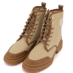 LES TROPEZIENNES PAR M.BELARBI Bottines en tissu Dypster noir avec fermeture éclair Femme BEIGE New