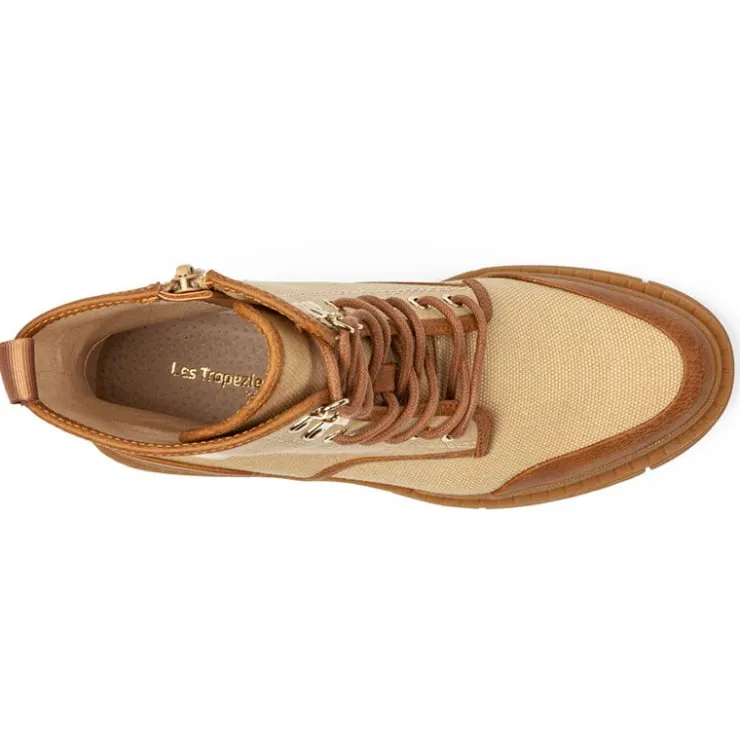 LES TROPEZIENNES PAR M.BELARBI Bottines en tissu Dypster noir avec fermeture éclair Femme BEIGE New