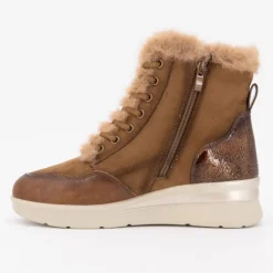 AMARPIES Bottines fourrées compensées à lacets Femme MARRON Online