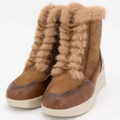 AMARPIES Bottines fourrées compensées à lacets Femme MARRON Online