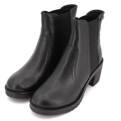 LES TROPEZIENNES PAR M.BELARBI Bottines élastique à talons Mine cuir grainé Femme NOIR Outlet