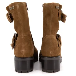 LES TROPEZIENNES PAR M.BELARBI Bottines Lynette style motard camel en cuir Femme MARRON