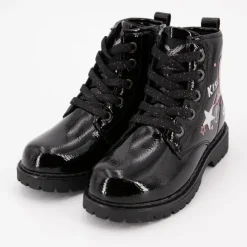 DOCKERS BY GERLI Bottines montantes brillantes à lacets motif coeur à paillettes Enfant NOIR Hot