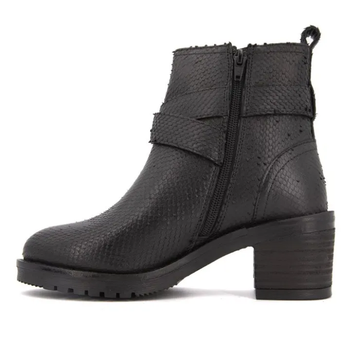 LES TROPEZIENNES PAR M.BELARBI Bottines motif serpent Mell en cuir Femme NOIR Best