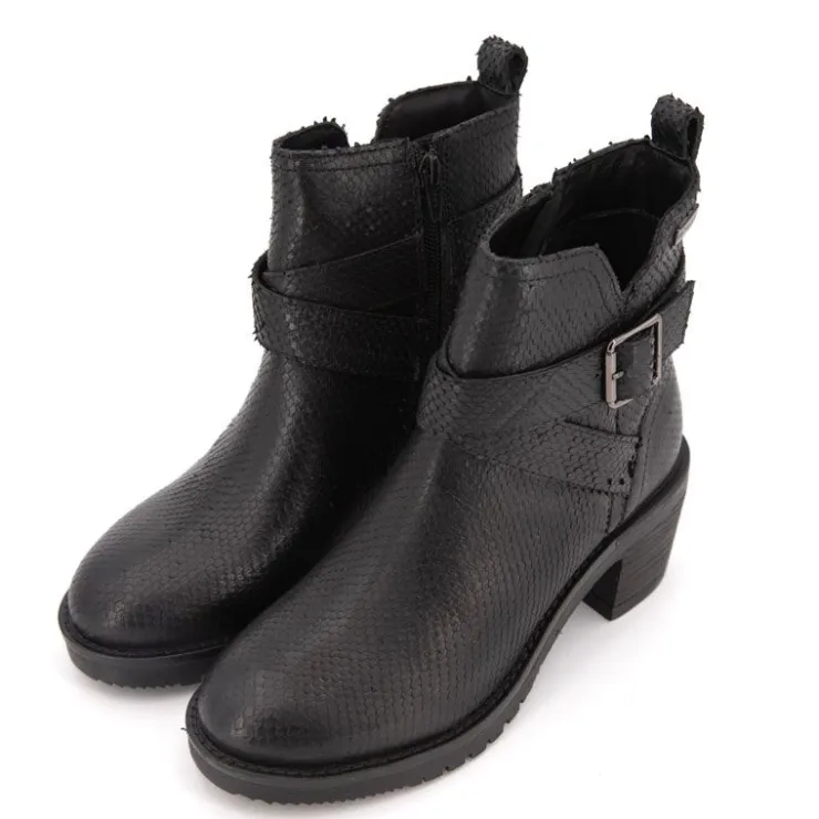 LES TROPEZIENNES PAR M.BELARBI Bottines motif serpent Mell en cuir Femme NOIR Best