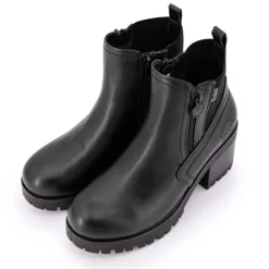 DOCKERS BY GERLI Bottines es à talon crantées zip sur le côté élastiquées en arrière Femme NOIR New