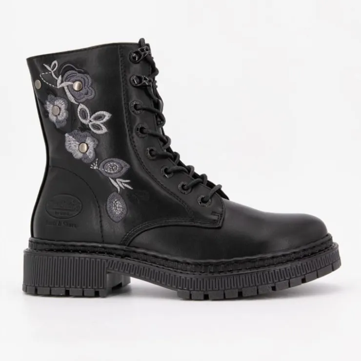 DOCKERS BY GERLI Bottines es broderie fleurs à lacets Femme NOIR Hot