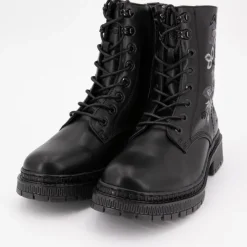 DOCKERS BY GERLI Bottines es broderie fleurs à lacets Femme NOIR Hot