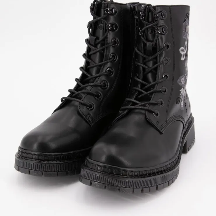 DOCKERS BY GERLI Bottines es broderie fleurs à lacets Femme NOIR Hot