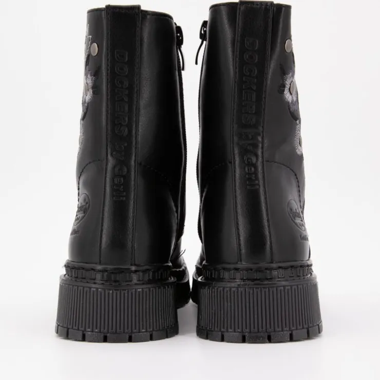 DOCKERS BY GERLI Bottines es broderie fleurs à lacets Femme NOIR Hot