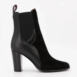 SCOTCH AND SODA Bottines es talons hauts bi matière daim cuir lisse Femme NOIR Online
