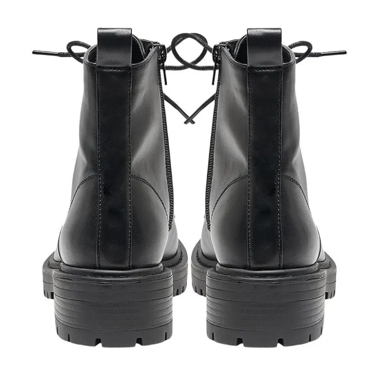 ONLY Bottines similcuir fermeture éclair à lacets femme NOIR Clearance