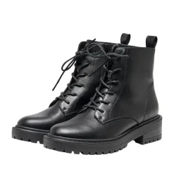 ONLY Bottines similcuir fermeture éclair à lacets femme NOIR Clearance