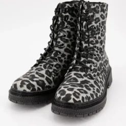 DOCKERS BY GERLI Bottines track à poils imprimé léopard à lacets Femme GRIS