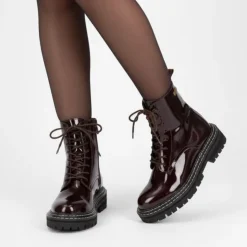 LES TROPEZIENNES PAR M.BELARBI Bottines vernis cuir Reine Femme BORDEAUX Sale