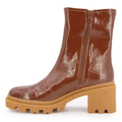 LES TROPEZIENNES PAR M.BELARBI Bottines vernis Delizia talons crantés Femme MARRON CLAIR Best