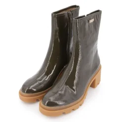 LES TROPEZIENNES PAR M.BELARBI Bottines vernis Delizia talons crantés Femme KAKI Best