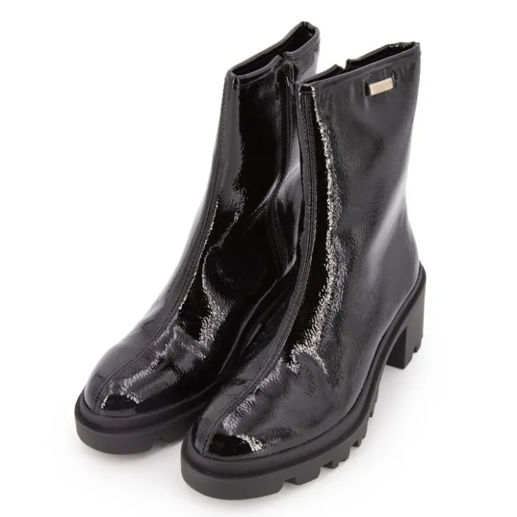LES TROPEZIENNES PAR M.BELARBI Bottines vernis Delizia talons crantés Femme NOIR Outlet