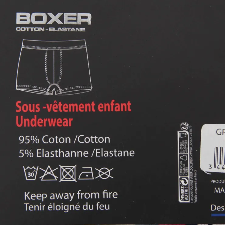 RG512 Boxer coton doux stretch Enfant NOIR Clearance
