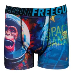 FREEGUN Boxer en microfibre imprimé singe Homme BLEU New